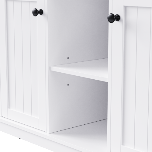 53inch Large Kitchen Island with Drop Leaf, Power Outlet, Door Internal Storage Rack, Rolling Kitchen Cart on 5 Wheels with 5 Open Side Racks for Kitchen, Dining Room,White(Not include bar stools)