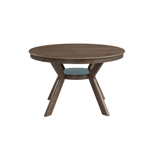 47.24 Inch Round Rubber Wood Dining Table with Pedestal Base