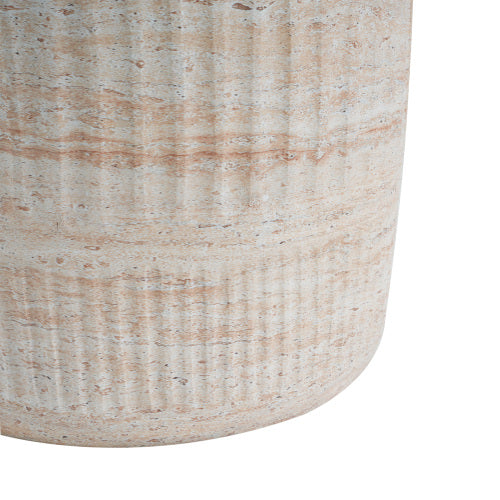 Outdoor/Indoor Lightweight Concrete Side Table,Travertine Finish