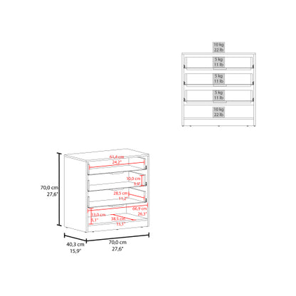 27" High Three Drawer Dresser And Open Shelf, Bedroom, Entryway, Side Board, Matte Gray - Natural Oak