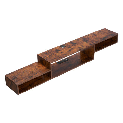 Floating 70 inch Wall Mounted TV Stand with Power Outlets and Storage
