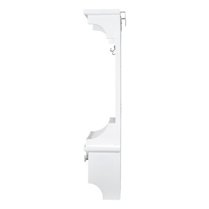 Floating Makeup Vanity with Big Mirror, Wall-Mounted Storage Vanity with Drawers, Pockets & Hooks, Space-Saving Decorative Home Organizer for Small Space, White