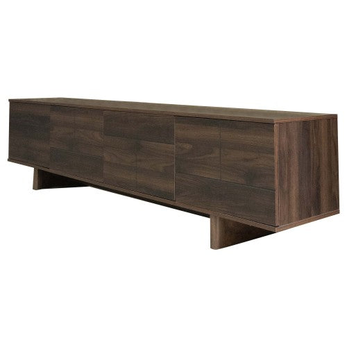 78.7 inch Dark Brown Push-Open TV Stand Solid Pine Leg Media Console Adjustable Shelves For 85 inch TV