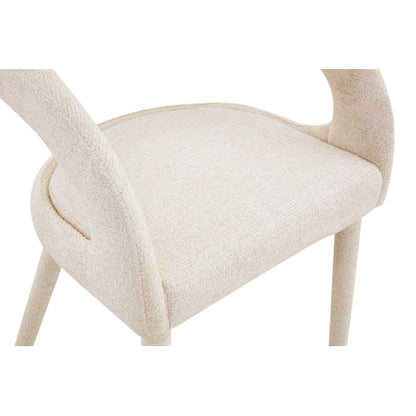 Premium Sherpa Upholstered Dining Chair with Hollow Backrest - Dining Room Chair, Bedroom Vanity Chair, Living Room Accent Chair, Cafe Leisure Chair, Conference Chair (Off White, Set of 2)