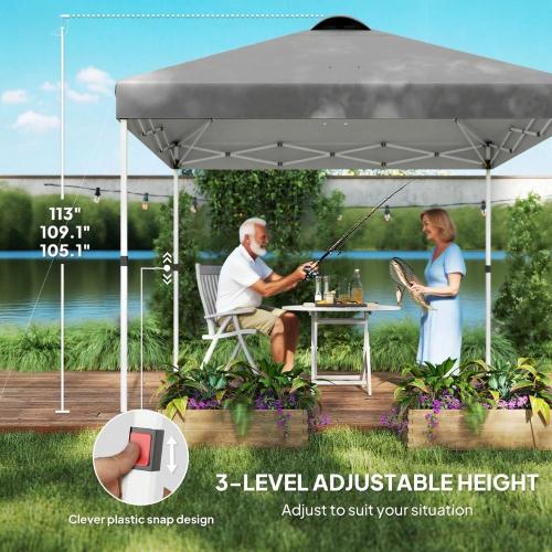 10x 10 ft party tent Pop Up Canopy Tent with 2 Half Sidewalls with Wheeled Carry Bag, Dark Gray