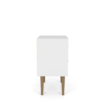 Natural & White 2-Drawer Nightstand, Splayed Wood Legs, 17.72inchL¡Á27.09inchH¡Á14.7inchD