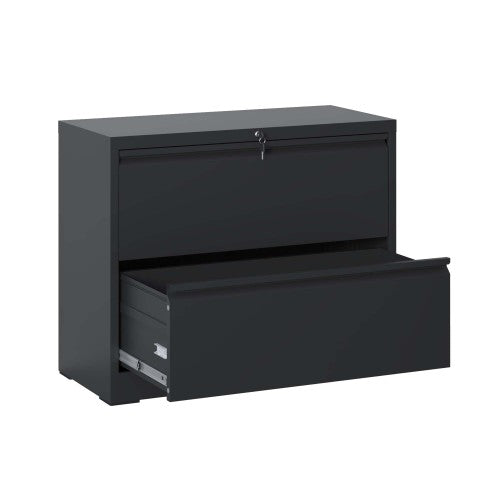 2 Drawer Metal File Cabinet with Lock for Letter Legal A4 Files Black