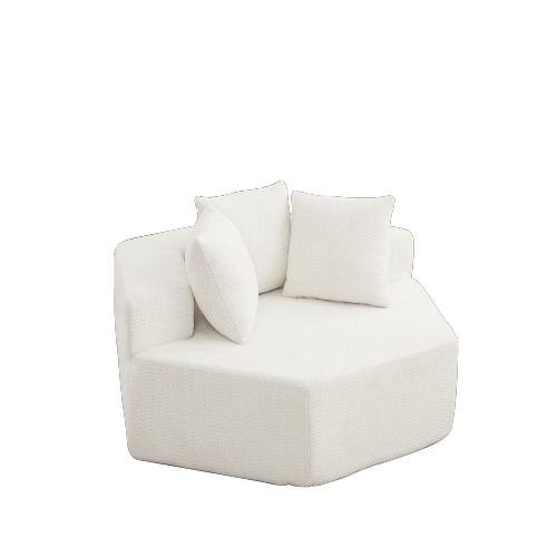 54-Inch Hexagonal Modular Chenille Lounge Chair, Compressed Foam Sofa