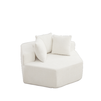54-Inch Hexagonal Modular Chenille Lounge Chair, Compressed Foam Sofa