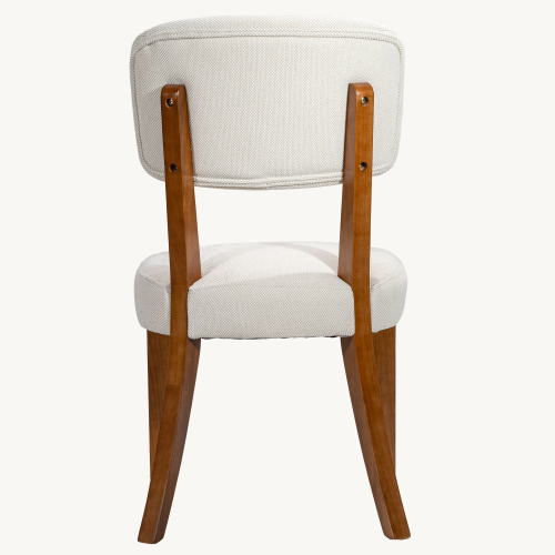 Armless Wood Dining Chairs with Upholstered Seats, Set of 2, Beige