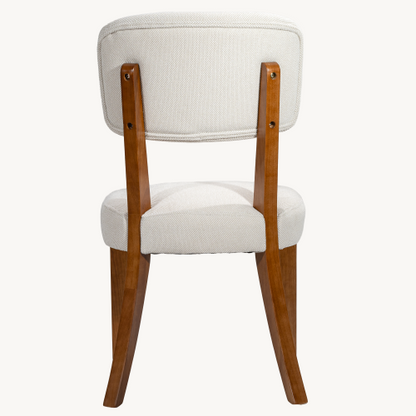 Armless Wood Dining Chairs with Upholstered Seats, Set of 2, Beige