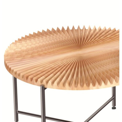 2-Piece Radial Pattern Cylindrical Table Set, Red Cedar-Brown