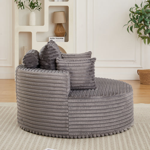 50"L Corduroy Sponge single sofa,No Assembly Required,Fluffy Modern Sleeper Chair for Living room, Bedroom, Lounge and Projection Room(Not a swivel chair.)