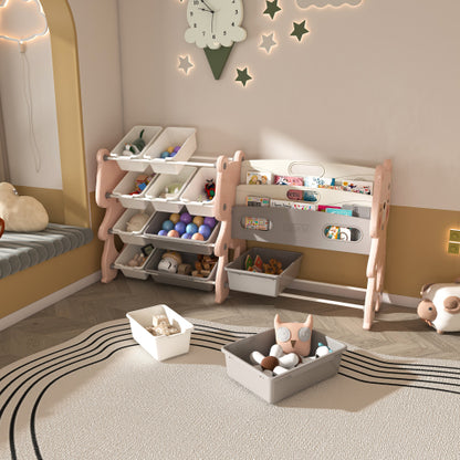 Kids Toy Storage Organizer with Bookshelf and 12 Toy Bins