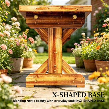 Backless Park Bench,Patio Loveseat,Outdoor Wooden Bench