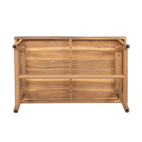 Patio Acacia Wood Chat Set, Club Chair + Coffee Table with Water-resistant Cushion, Teak + Beige