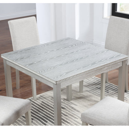 Modern Square Dining Table with Crystal Edge Detail and Solid Wood Frame