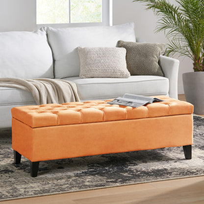 51 inch Contemporary Diamond Tufted Storage Ottoman, Soft Close Hinge Multifunctional Entryway Footrest Bench