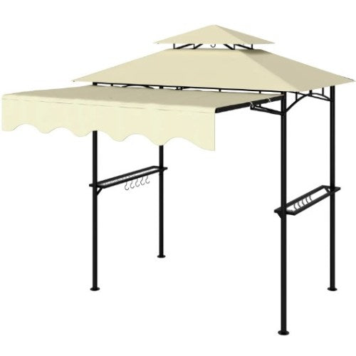 Convenient Barbecue Gazebo Shelter,Outdoor Grill Gazebo,with Side Awning,Side Shelves and Hooks