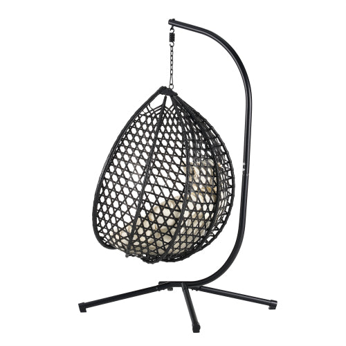 U_STYLE Sturdy Hammock Chair with Stand, Durable Hanging Egg Chair with Rattan Weaving
