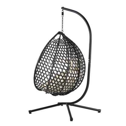 U_STYLE Sturdy Hammock Chair with Stand, Durable Hanging Egg Chair with Rattan Weaving