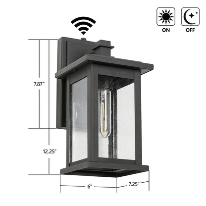 " 1-Light Black Not Motion Sensing Dusk to Dawn Outdoor Hardwired Wall Lantern Sconce with No Bulbs Included"