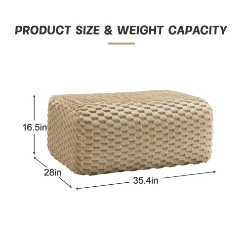 Light Camel Flannelette Modular Ottoman Footrest, Match Ergonomic Curved Modular Sectional Sofa