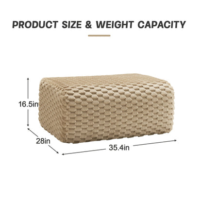 Light Camel Flannelette Modular Ottoman Footrest, Match Ergonomic Curved Modular Sectional Sofa
