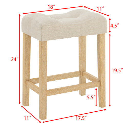 4-Piece 59inch  Bar Set with Outlet, Solid Wood Frame & 3 Linen Stools