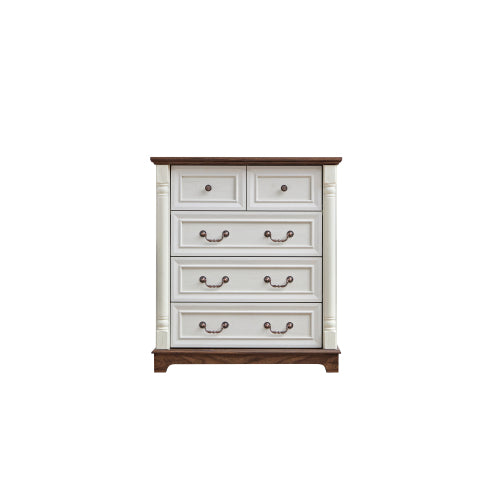 Farmhouse Style 5 Drawer Dresser Chest with Base Wooden Rustic Chest of Drawers, Storage Dresser Organizer for Bedroom, Living Room, Beautiful Sturdy and Durable