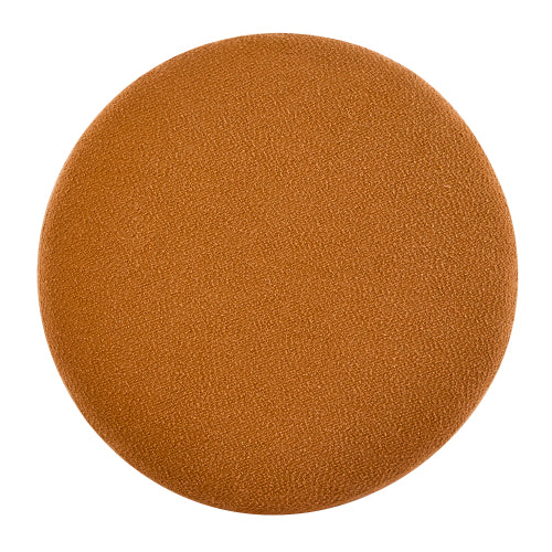 Round Boucle Ottoman, Pumpkin Orange Upholstered Footrest with Splayed Rubber Wood Legs, Multi-Scene Accent Stool