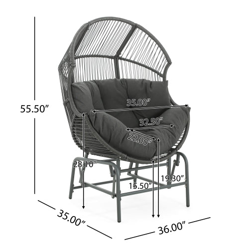 Palos Outdoor Wicker Glider Chair - Dark Gray
