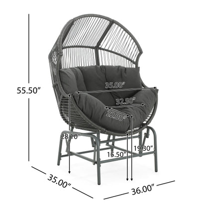 Palos Outdoor Wicker Glider Chair - Dark Gray