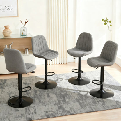 Swivel Bar Stools with Adjustable Height (35.03-43.7 Inches), Backrest, and Soft Knit Fabric - Ideal for Kitchen Island, Bar Counter, Dining Room, Grey(Set of 2)