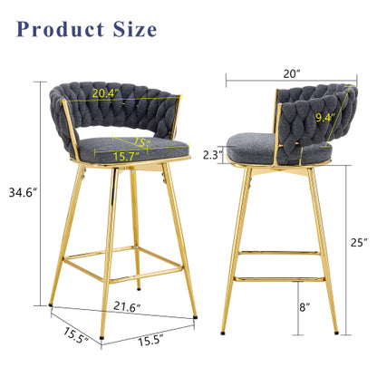 2-person glass bar table combination, 3-piece modern kitchen bar table set including 2 cotton and linen soft cushioned bar chairs, suitable for glass bar table combination in kitchen and dining rooms
