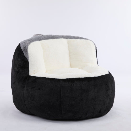 Black-White-Grey Multicolor Faux-Fur Oversized Bean Bag Chair