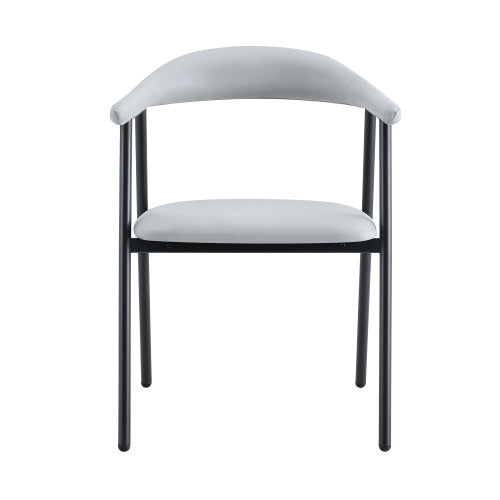 PU Leather Dining Chairs with Black Metal Legs, Set of 4, Light Gray