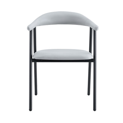 PU Leather Dining Chairs with Black Metal Legs, Set of 4, Light Gray