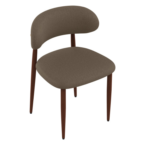 Chenille Upholstered Metal Dining Chairs, Set of 2, Coffee