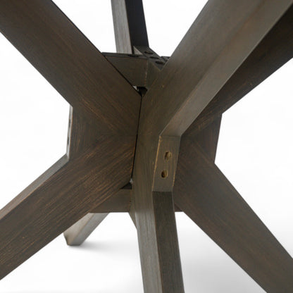 Stanford Outdoor Round Acacia Wood Dining Table with X Base, Gray Finish