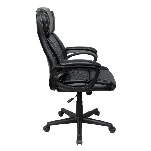 Ergonomic Executive Office Chair High Back Black Faux Leather ¨C Adjustable Height, Lumbar Support, Diamond-Stitched Padding, Swivel Desk Chair w/Armrests & Tilt Recline for Home Office