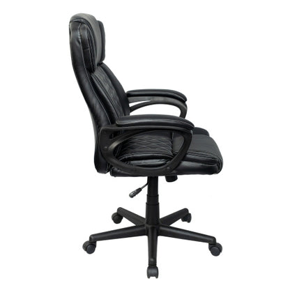 Ergonomic Executive Office Chair High Back Black Faux Leather ¨C Adjustable Height, Lumbar Support, Diamond-Stitched Padding, Swivel Desk Chair w/Armrests & Tilt Recline for Home Office