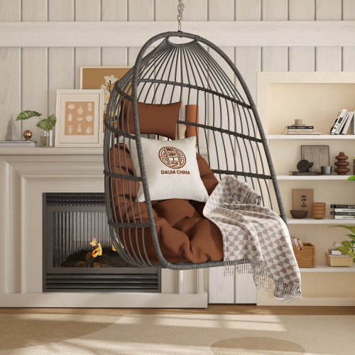 Outdoor garden rattan egg swing chair hanging chair PE hanging chair brown