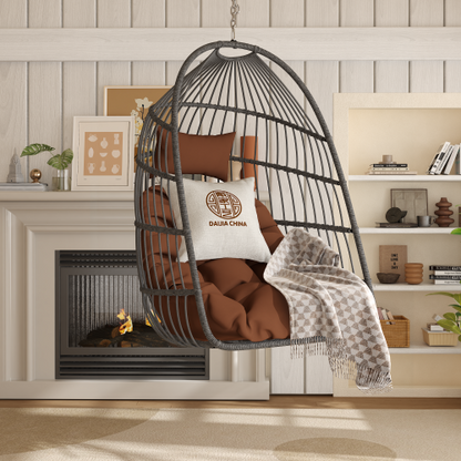 Outdoor garden rattan egg swing chair hanging chair PE hanging chair brown