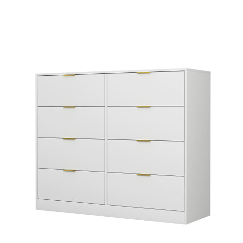 8 Drawers Dresser for Bedroom, Wood Bedroom Dresser Modern Drawer Chest, 8 Chest of Drawer, Tall Dresser for Closet, Dressers Organizer for Living Room, Closet, Hallway White