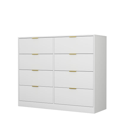 8 Drawers Dresser for Bedroom, Wood Bedroom Dresser Modern Drawer Chest, 8 Chest of Drawer, Tall Dresser for Closet, Dressers Organizer for Living Room, Closet, Hallway White