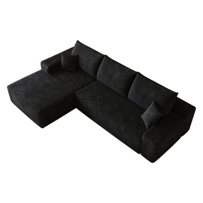 107 inch  Black L-Shape Chaise Cloud Modular Sectional Sofa, No Assembly