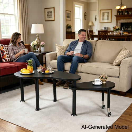 360° Rotatable Coffee Table, Oak Veneer, Multi-Color
