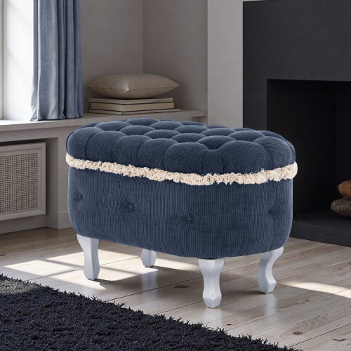 29.5'' Storage Ottoman Bench Tufted Upholstered End of Bed Bench with Fringe