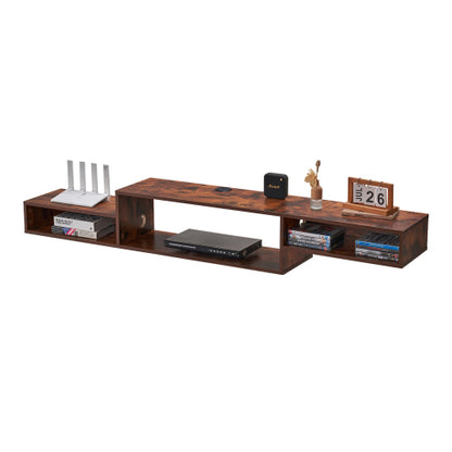 Floating 70 inch Wall Mounted TV Stand with Power Outlets and Storage